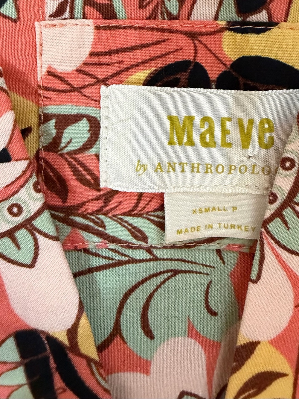 Anthropologie Maeve Floral Tiered Prairie Midi Dress 100% Cotton Boho XS P - Picture 10 of 10